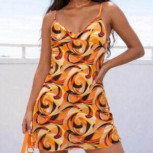 Wet Seal Y2K Vintage Sleeveless Babydoll Mini Dress Size S Orange